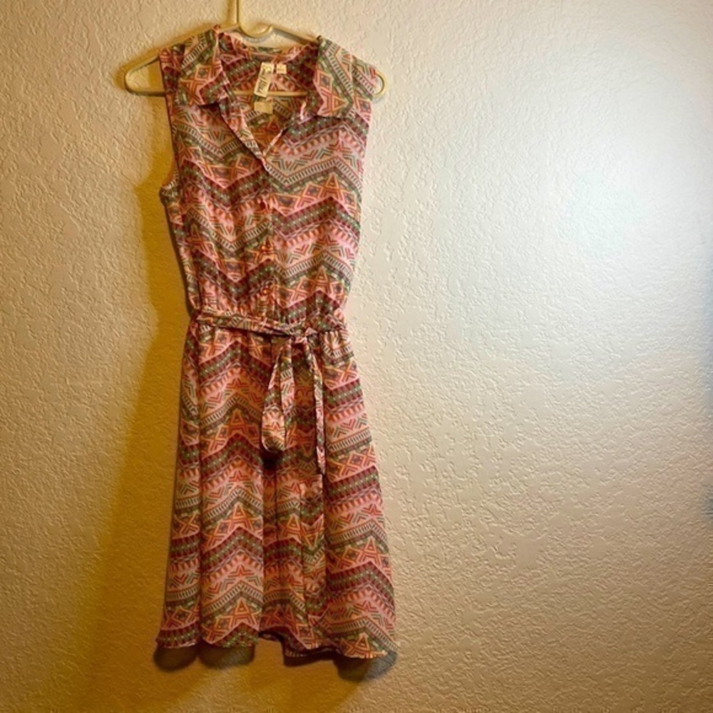 EMMA & Michele sleeveless mid button down tie dress 10
